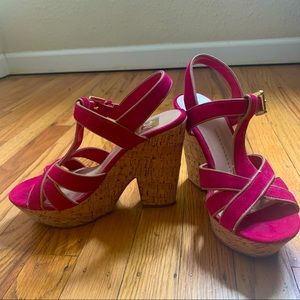Pink Suede Cork platform size 6